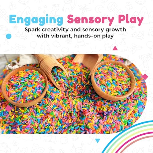 Image of Rainbow Rice Sensory Bin Filler for Sensory Play 2 LB (4 Cups) - Non-Toxic Colored Rice for Sensory Tables - DIY Montessori Color Rice - Rice Sensory Bin Filler for Educational Play