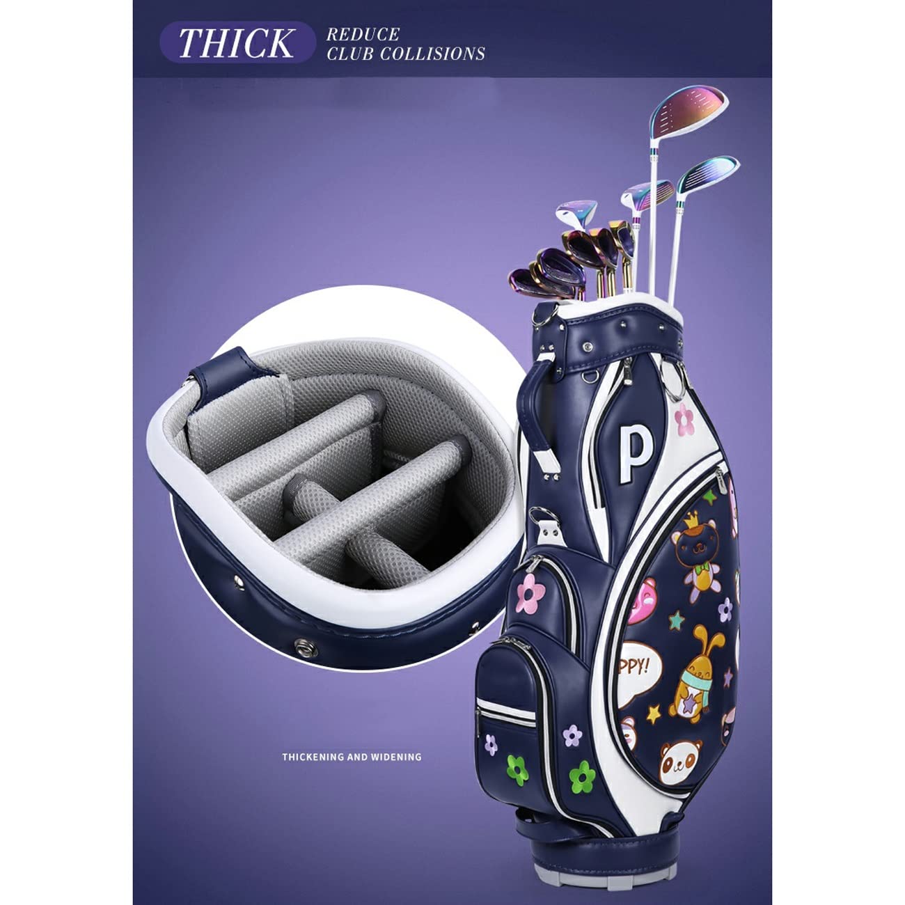 Damska torba golfowa, modna wodoodporna torba golfowa ze skóry z mikrofibry, przenośny, lekki organizer na kije golfowe na pole golfowe i podróże vision