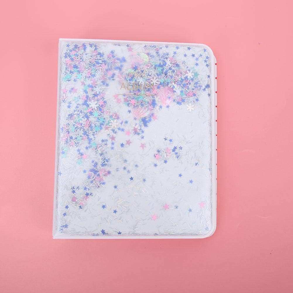 Mini Photo Album, Quicksand Beads 64 Pockets 3 Inch Mini Photo Book Album For Instax Camera Photos(Blue)
