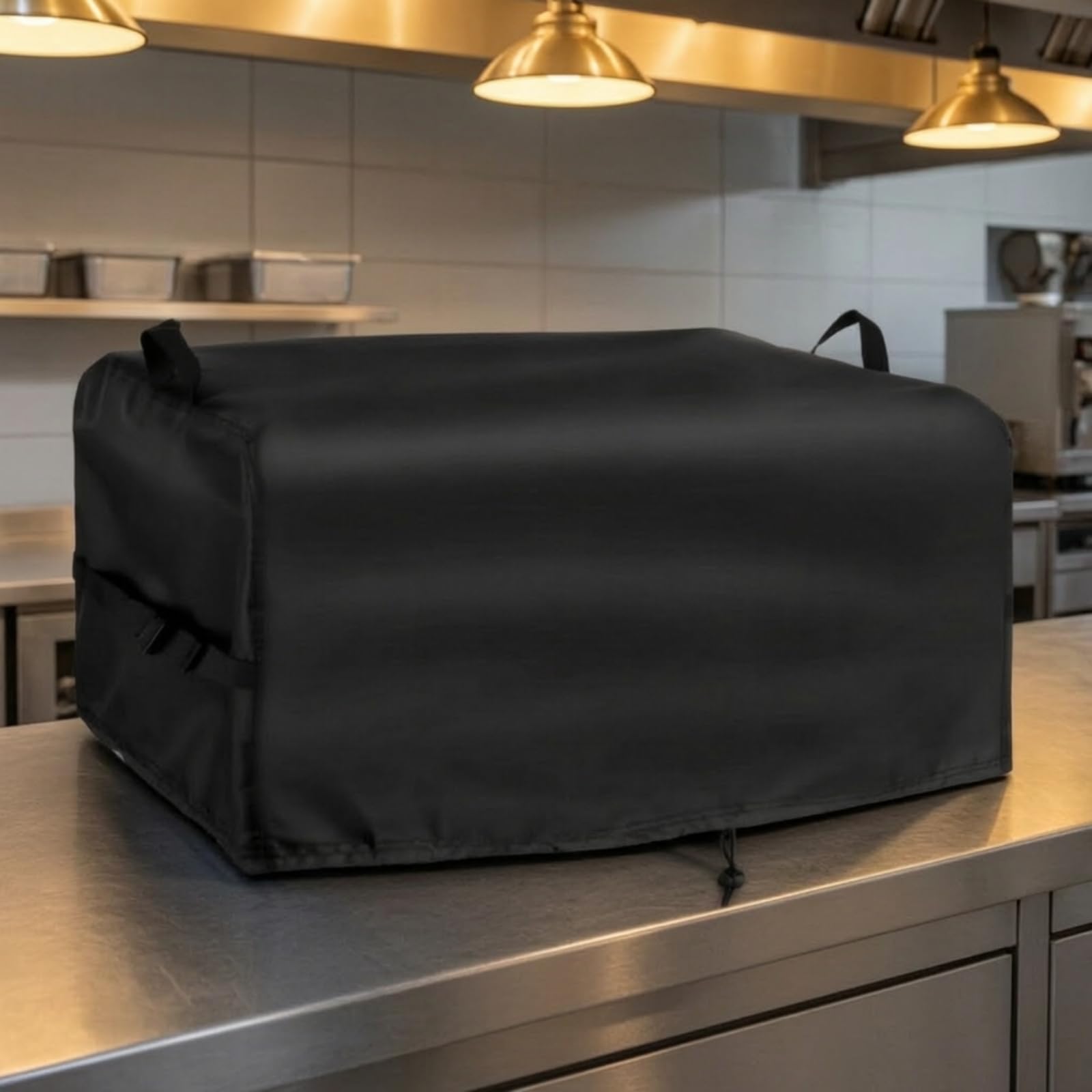 Fritteusen-Schutzhülle mit Kordelzug staubdicht Fritteusen-Abdeckung abwaschbar Fritteusenschutzhülle mit Griff für Imbisswagen , Schwarz 600D PVC , 22.5"L X 20.5"W X 14"H Zoll