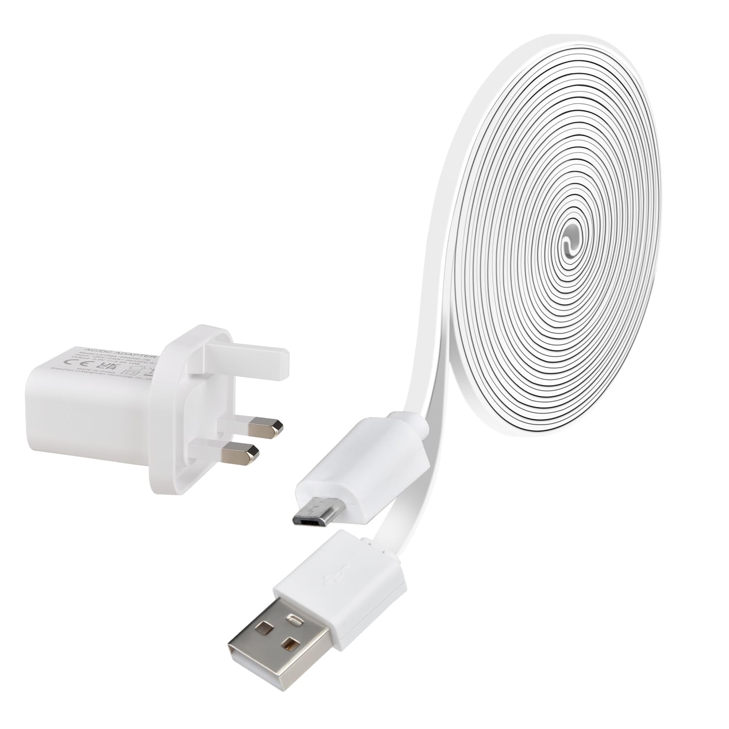 VIEWZONE Power Charge Cable Compatible with Ring Indoor Camera (2nd Gen), 3m Cable with Wall Plug to Power Security Camera Continuously, White