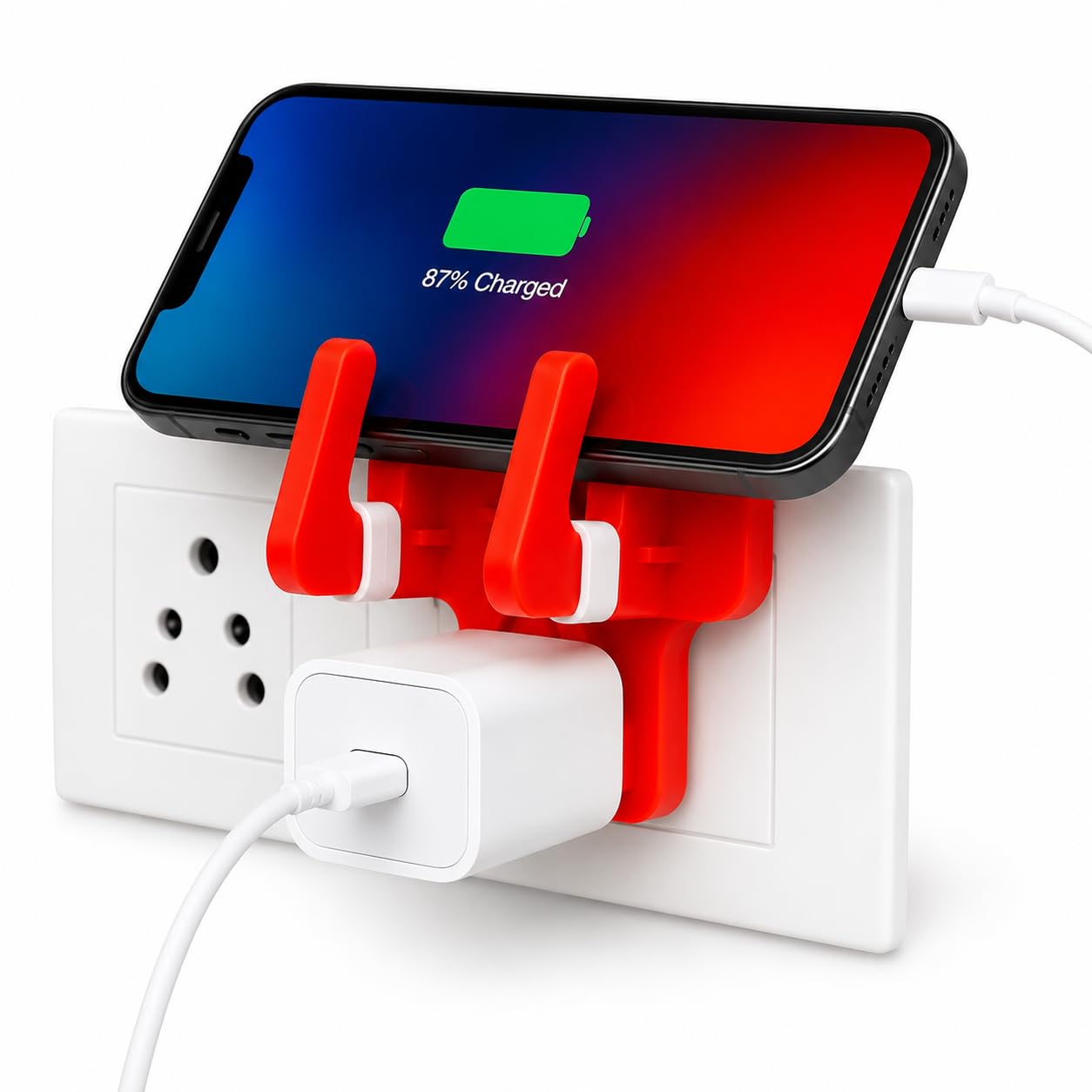 Leo Universal Mobile Holder Charging Stand | Heavy Duty ABS Wall Socket Stand, Anti-Slip, Portable & Durable Multi Stand for Smartphones & Tablets – Ideal for Home, Office & Travel-image-27