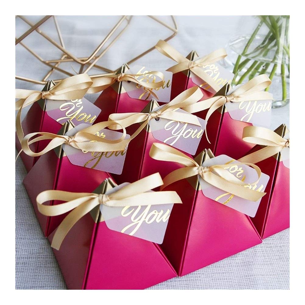 Rose Red Triangular Pralinenschachtel Hochzeit Bevorzugungen Geschenkschachteln aus Papier Schokolade Taschen Geschenkverpackungs-Kasten Hochzeitsdekoration Presents