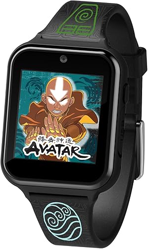 Accutime Avatar - Reloj inteligente con pantalla táctil de aprendizaje educativo negro para niños, niñas, unisex, cámara selfie, alarma, calculadora