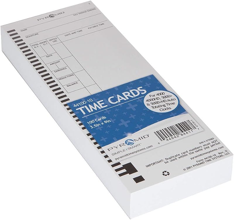 Pyramid Time Systems 44100-10MB 1,000 Count Genuine Time Cards