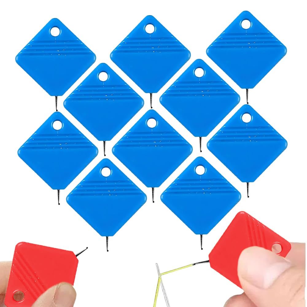 Automatic Needle Threader,2024 New Sewing Machine Needle Threader,Plastic Needle Threaders,Square Shape Easy Needle Threaders Tool (Blue-10 PCS)