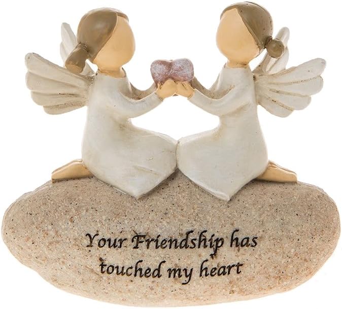 Angels Your Friendship Has Touched My Heart Sentimental Pebble Gift,White