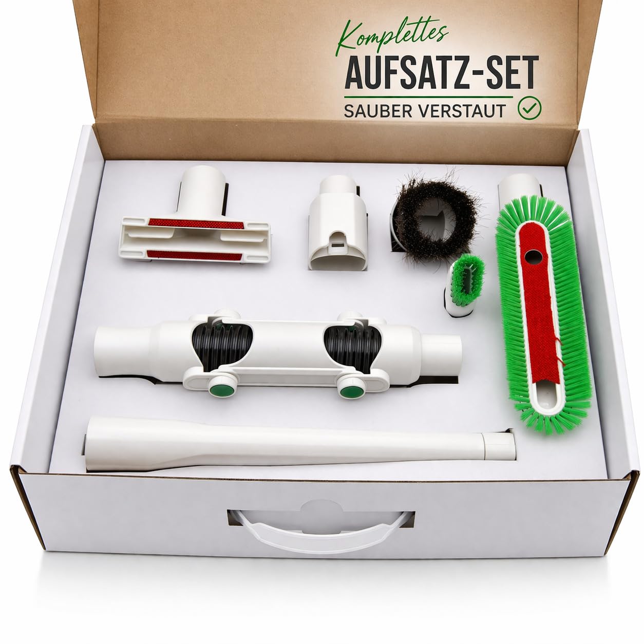 Zubehör Set geeignet für Vorwerk Kobold VB 100/VB100/VK 7/VK7, 8tlg | Düsen Set mit Adapter, Flexschlauch, Möbelbürste, Fugendüse, Polsterdüse, Möbelpinsel, Knickgelenk/Verlängerung