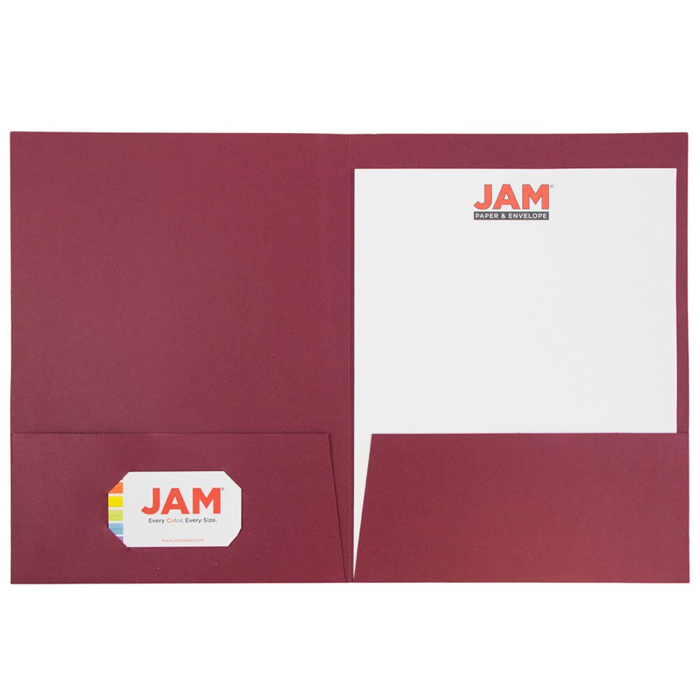 JAM PAPER Präsentationsmappen aus Leinen, mit zwei Taschen, strukturiert, Briefgröße, Burgunderrot, 25 Stück