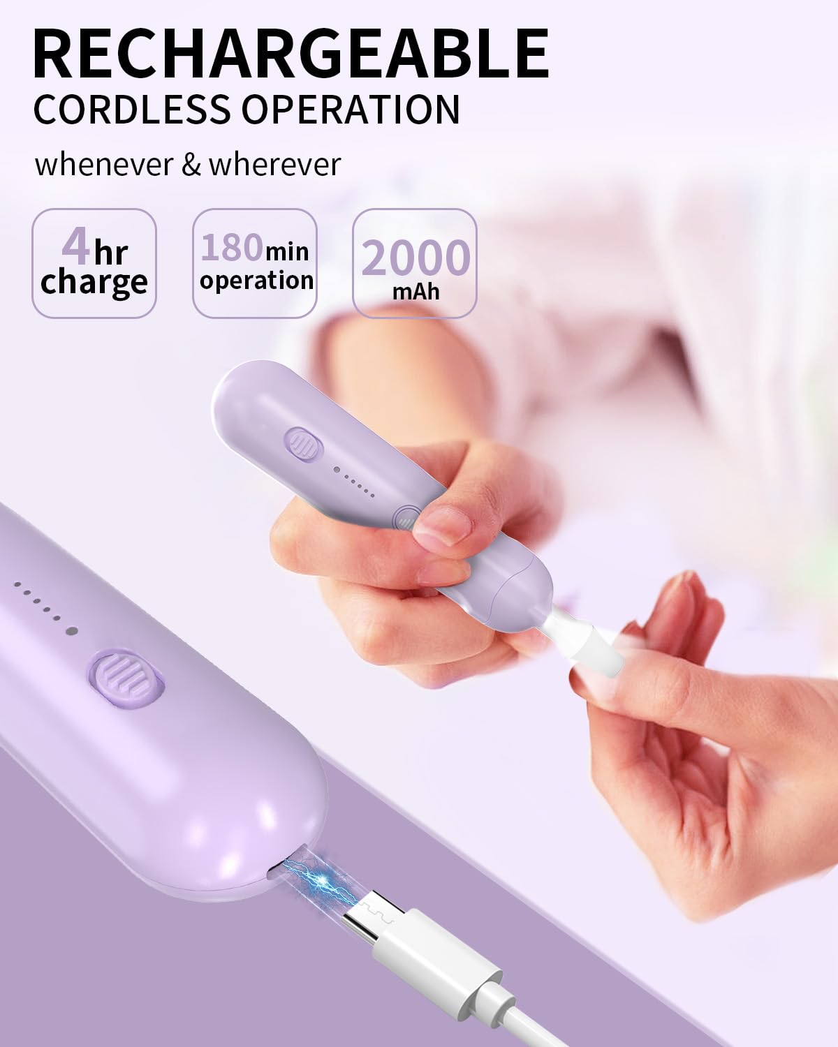 Set di lime elettriche senza fili, strumenti per pedicure ricaricabili per piedi, kit professionale per manicure e pedicure a 5 velocità per la cura delle mani e dei piedi, trapano per unghie spesse e