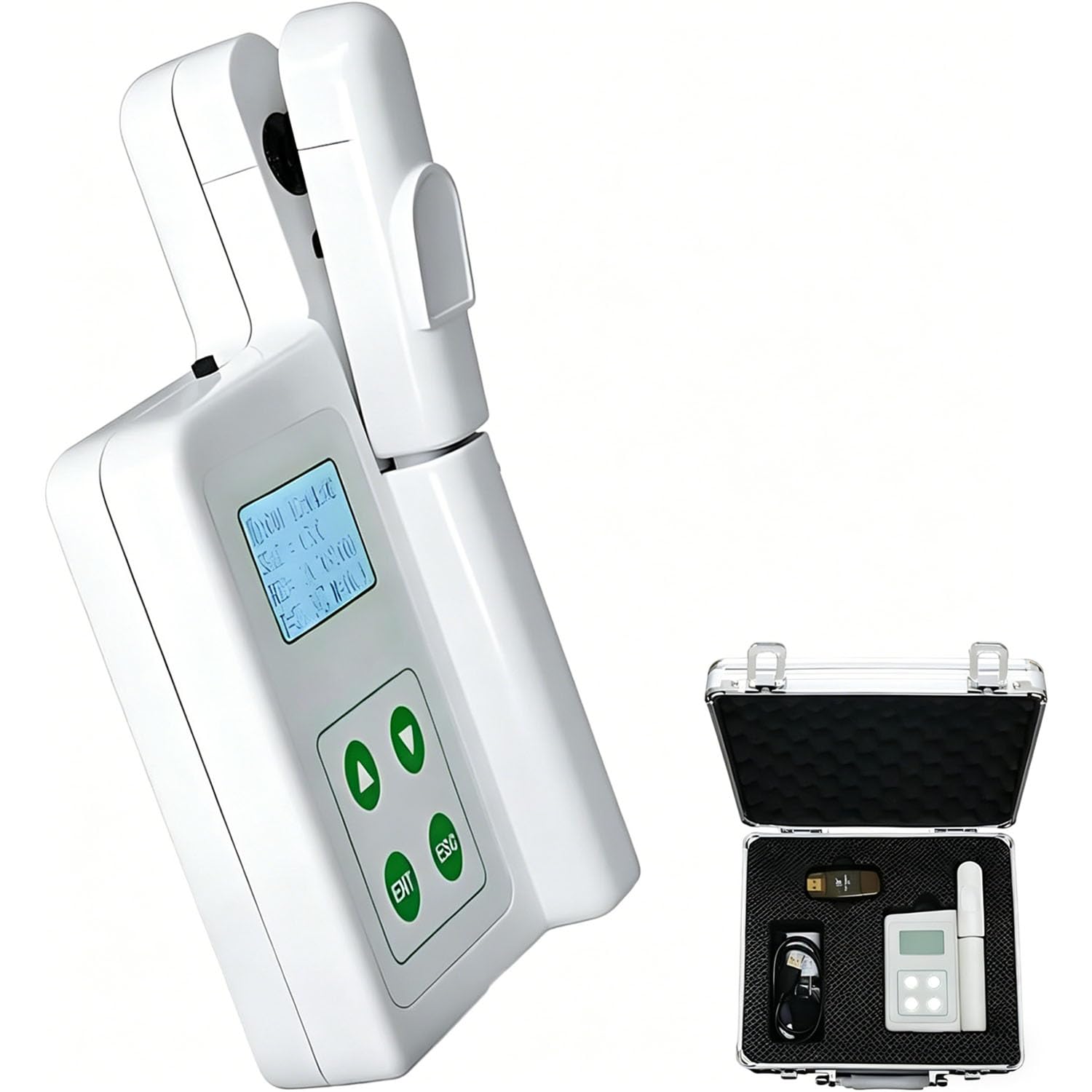 BOOZXCV Handheld 4 in 1 Plant Nutrition Tester - Testable Chlorophyll Content, Nitrogen Content, Leaf Temperature and Leaf Moisture, for Farmers, Gardeners, Scientists (A)
