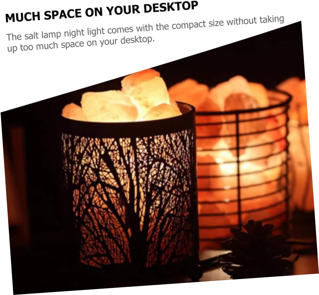 Gatuida Metal Basket Himalayan for Bedroom and Living Decor Night Light Table Lamp with US Plug Warm Romantic Ambiance Crystal Salt Holder for Desk and Bedside