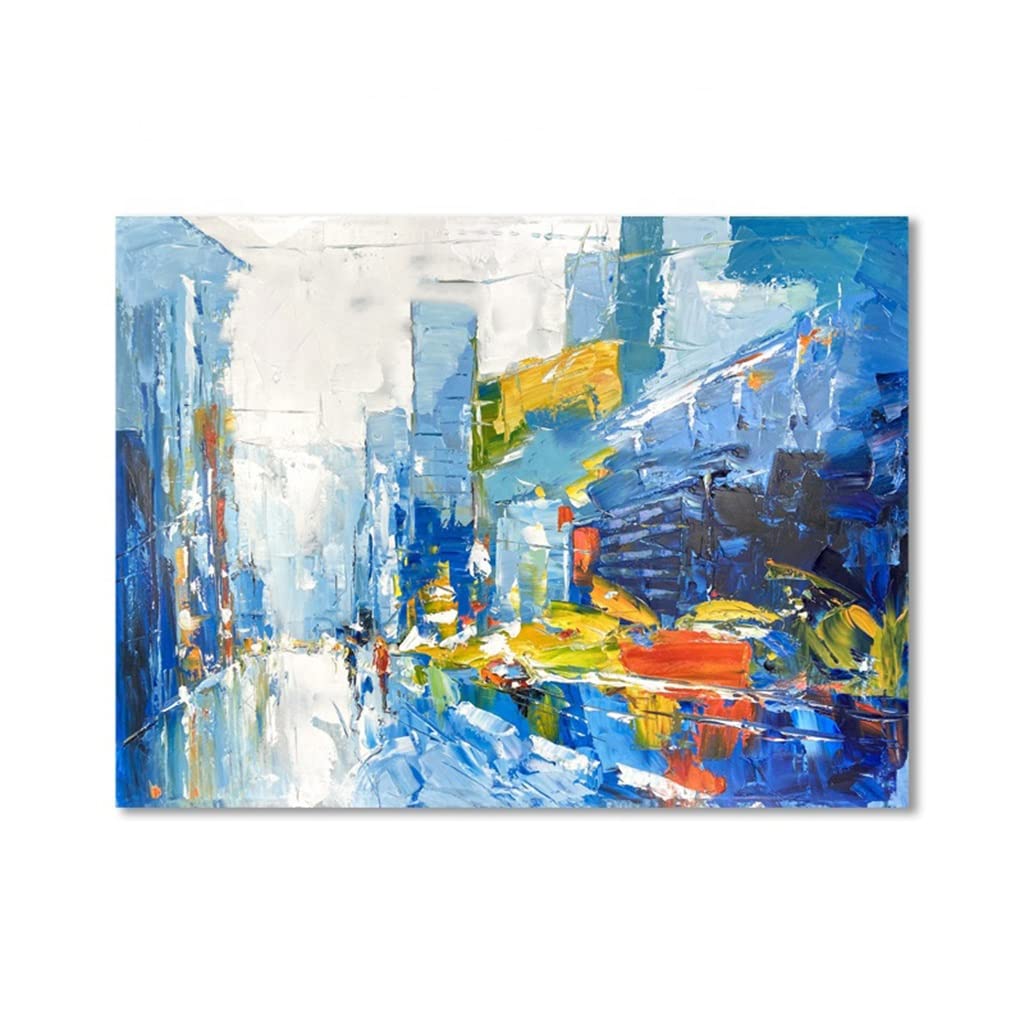 Peinture à l'huile de style architecture urbaine sur toile abstraite format 70x100cm