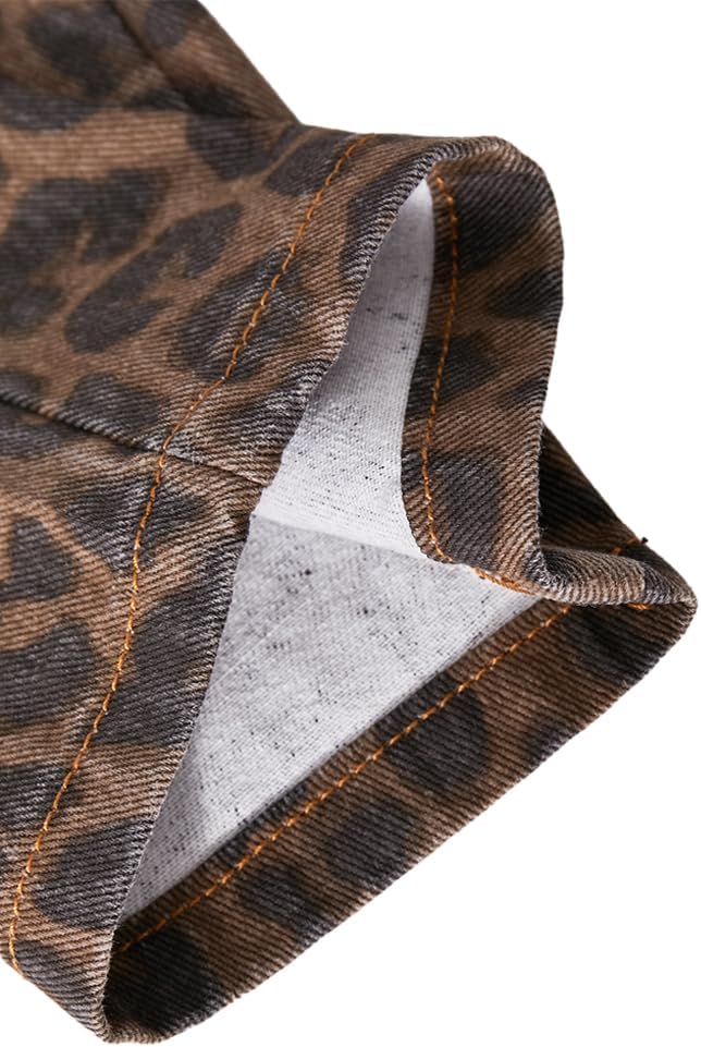 Nivne Tco Toddler Girls Baggy Jeans Trendy Leopard Print Casual Loose Drawstring Waist Wide Leg Denim Pants - Image 5