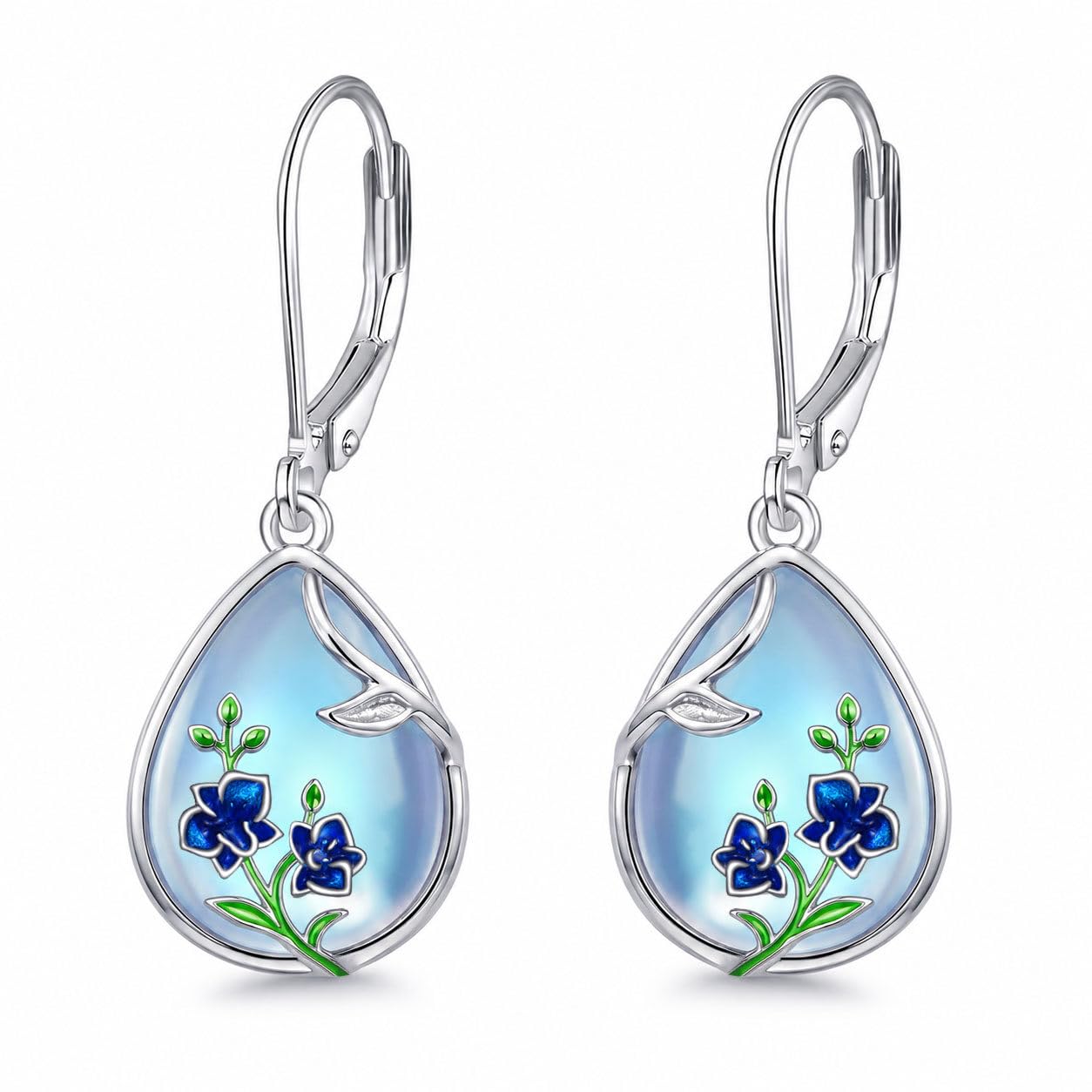Scottish Thistle/Sunflower/Violet/Daffodil/Orchid Earrings Sterling Silver Flower Dangle Dangling Drop Boho Earrings Jewelry Gifts for Women
