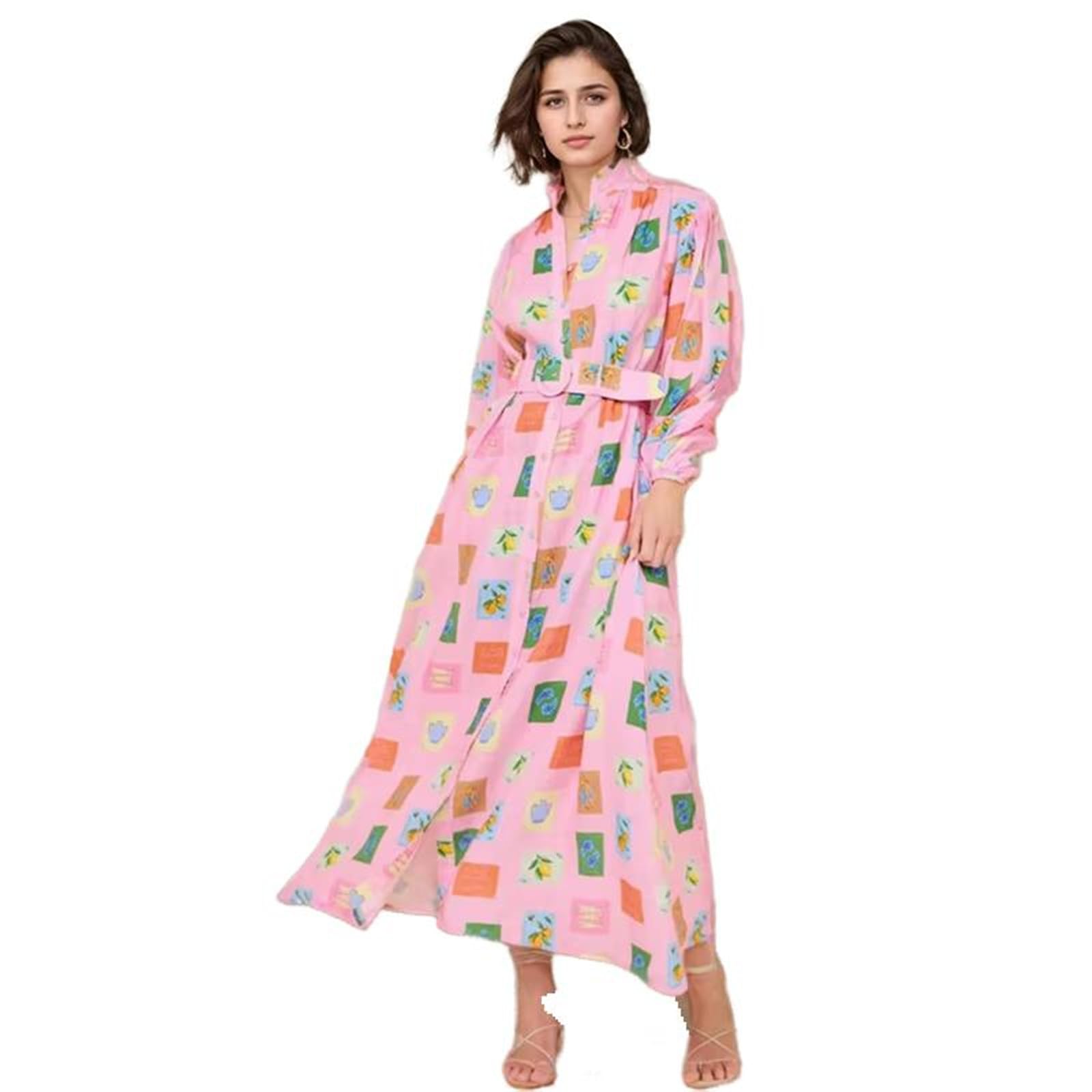 Robe patchwork décontractée pour femmes grande taille avec jupe longue chic - 7