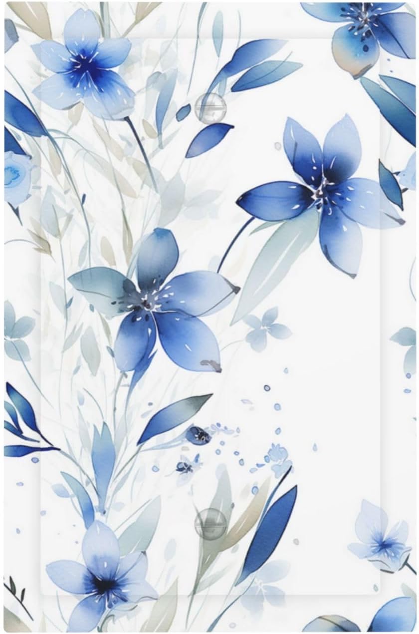 Light Switch Cover Plate Blue Floral Watercolor 1 Gang No Device Blank Wall Plate Electrical Outlet Cover Decorative Switch Plate Covers for Farmhouse Cabin Decor