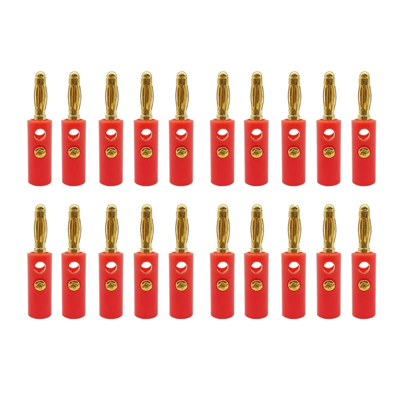 Lot de 20 fiches banane à vis plaquées or de 4 mm pour haut-parleur Rouge/noir (20 pièces rouge)