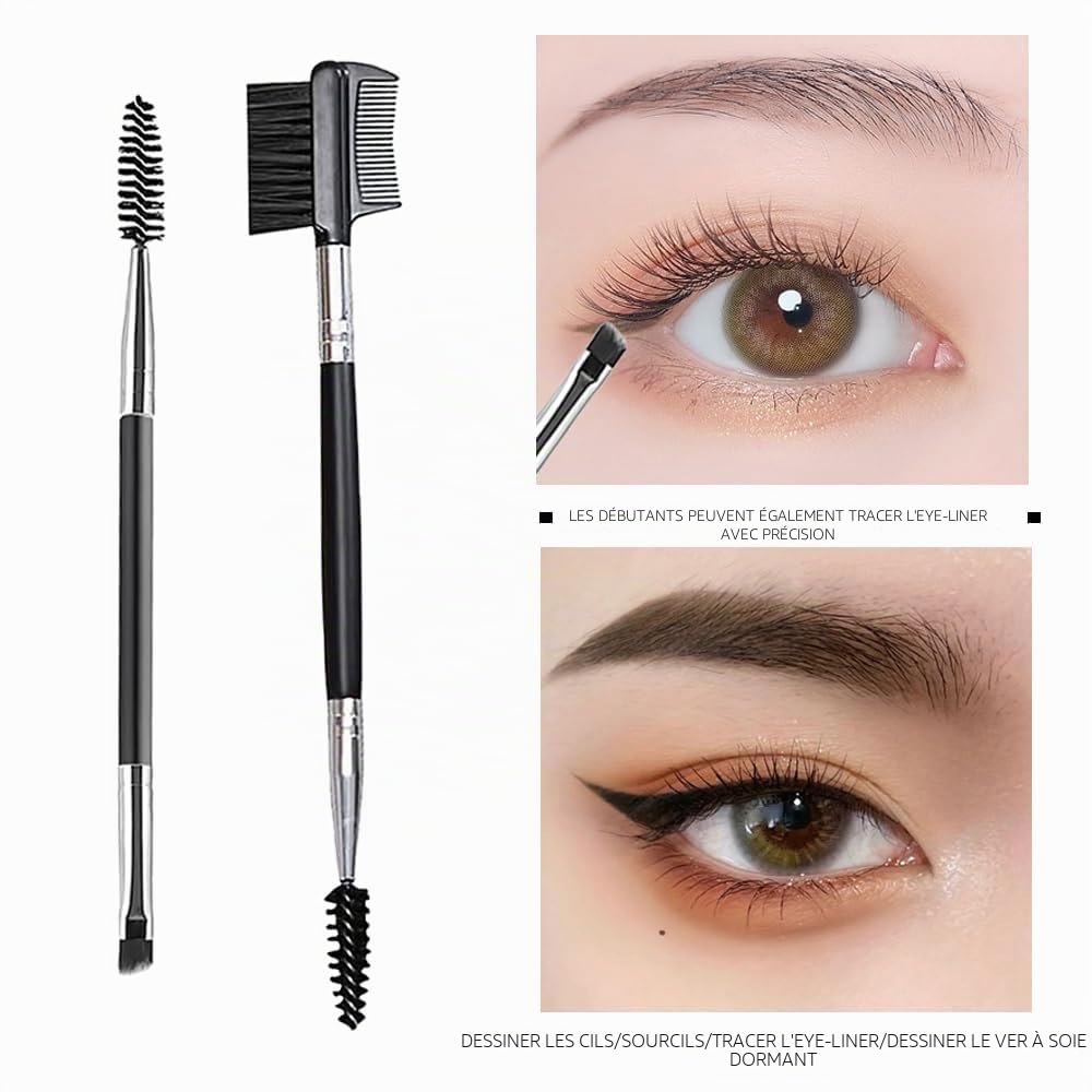 Brosse à Sourcils, 2 Pcs Peigne de Cils, Peigne à Cils Double Extrémité, Brosse Sourcils Double Face, Séparateur de Cils Portable, Pour Modifier les Sourcils et les Cils, Outils de Maquillage