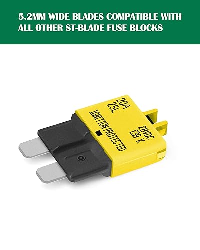 Miniatura 5 de LENKRAD Fusible reiniciable ATCATO automotriz de 20 amperios, 20 A, reinicio manual, fusibles de hoja estándar de 20 amperios, disyuntor de reinicio