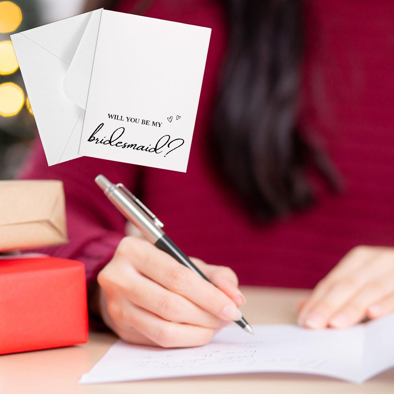 BOXOB Lot de 14 Cartes de Demande en Mariage pour Demoiselle d'Honneur, avec Enveloppes Faire-Part de Mariage Cadeau De Fête Prénuptiale pour Elle
