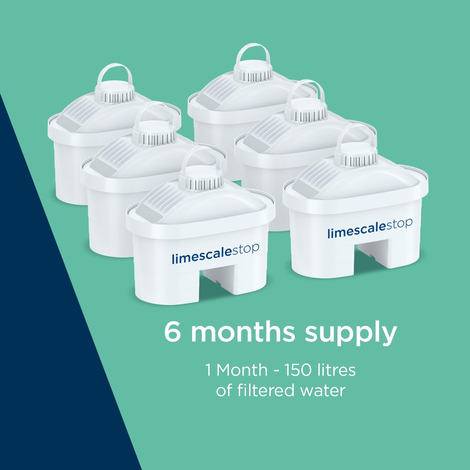 LAICA Stream Line Caraffa Filtrante - Bianca - 2,3L - Timer Digitale - 6 Limescalestop Filtri inclusi - Riduce il Calcare nell'Acqua e Migliora il Gusto dell'Acqua - Made in Italy