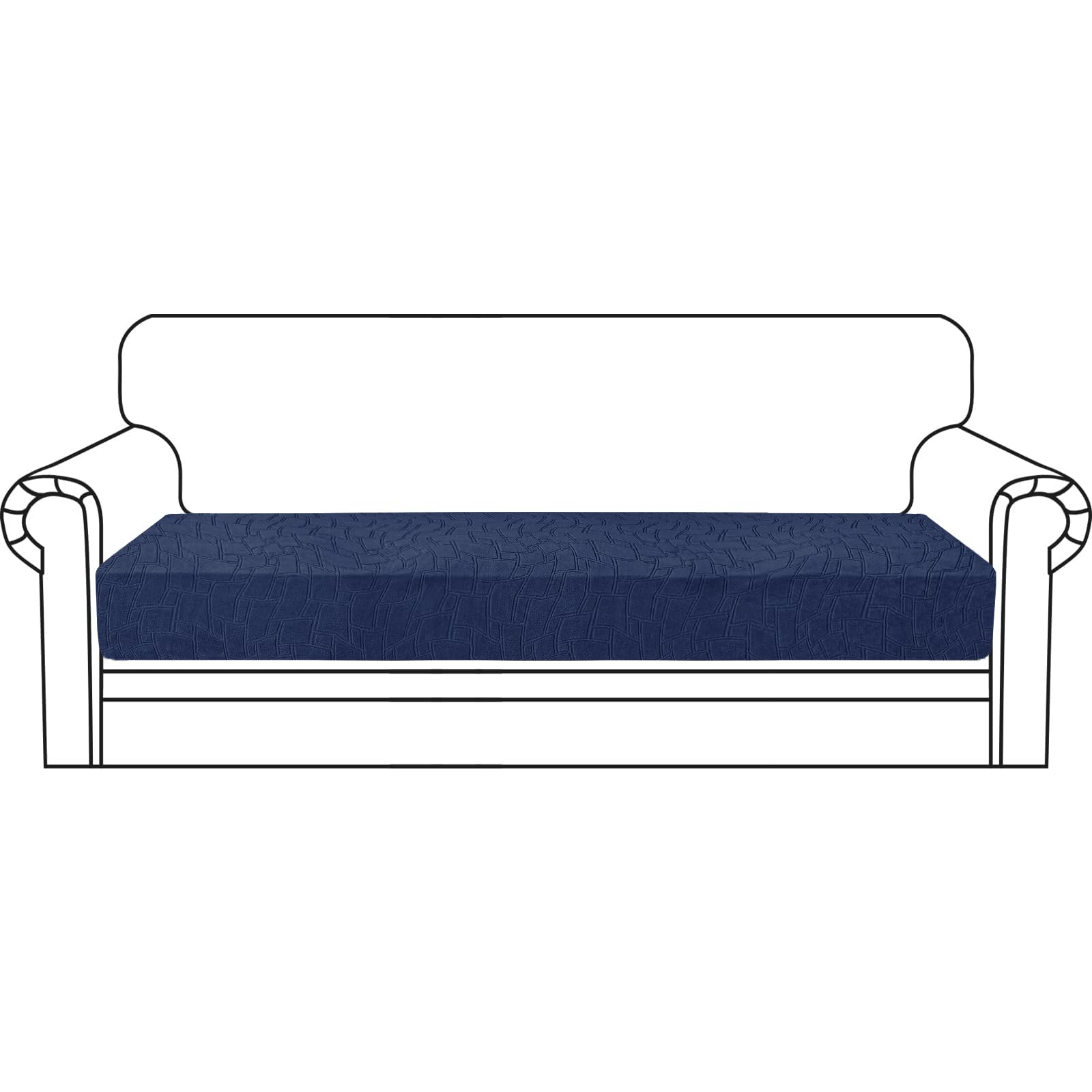 MAXIJIN Funda de cojín impermeable para asiento de sofá, tela jacquard, funda antideslizante para asiento de sofá con parte inferior elástica (azul marino, 3 plazas) Global Recycled Standard Global Recycled Standard Global Recycled Standard