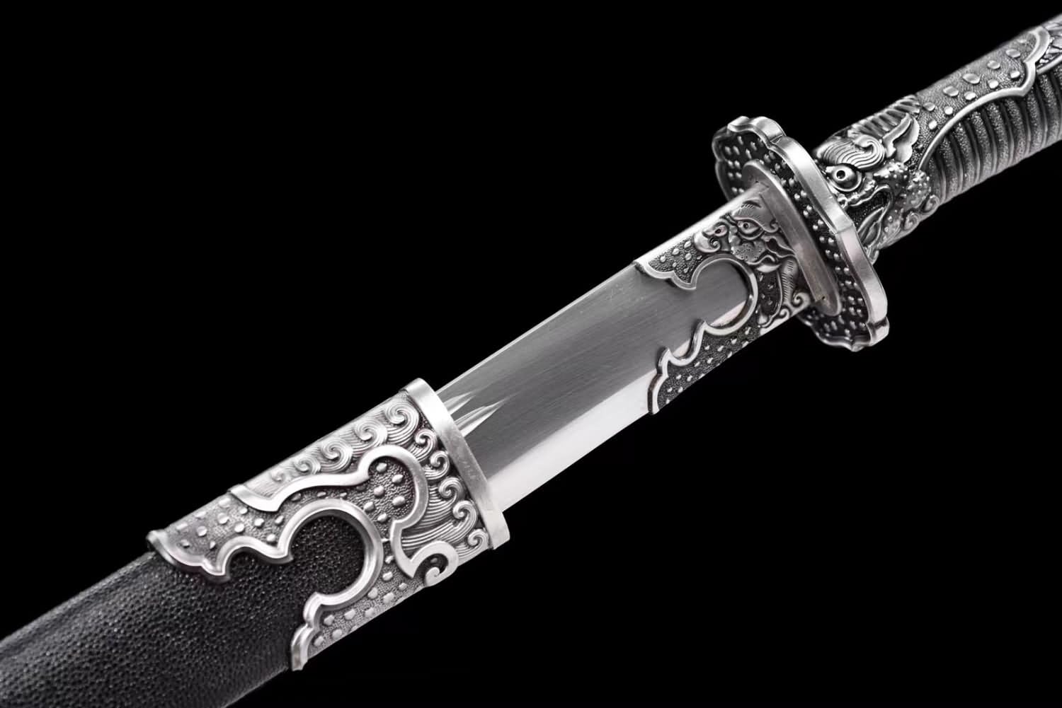 LOONGSWORD Chinese Sword Qing dao-Traditional Craftsmanship,High Carbon Steel Blade,Alloy Fittings (Metal Colored Blade)