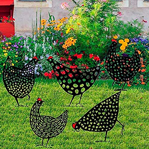Salalis 5Pcs Chicken Stake,Chicken Yard Art,Acrylic Hen Stakes,Chicken Yard Art Garden Stake,Rooster Animal Silhouette Stake Decorative For Garden Yard Black #TOP3