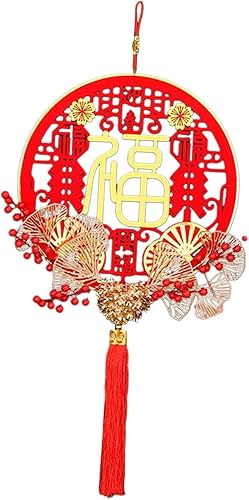 Decoraciones de Año Nuevo Rojo Chino Lunar Año Nuevo Colgante para Casa Oficina Coche Colgando Decoraciones Buena Suerte