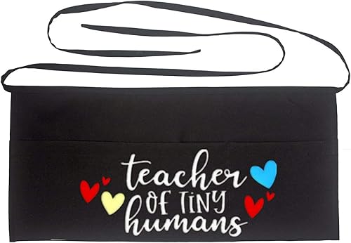 Delantal de cintura para profesores con 3 bolsillos, medio delantal negro, regalo perfecto para profesores (profesor de ting humanos), Maestro de
