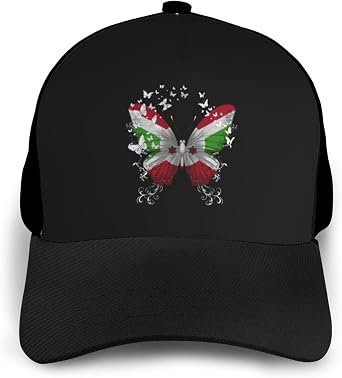 Burundi Burundian Butterfly Flag Adjustable Baseball Cap for Men and Women, Colorblock Curved Brim, Soft Cotton Hat Black