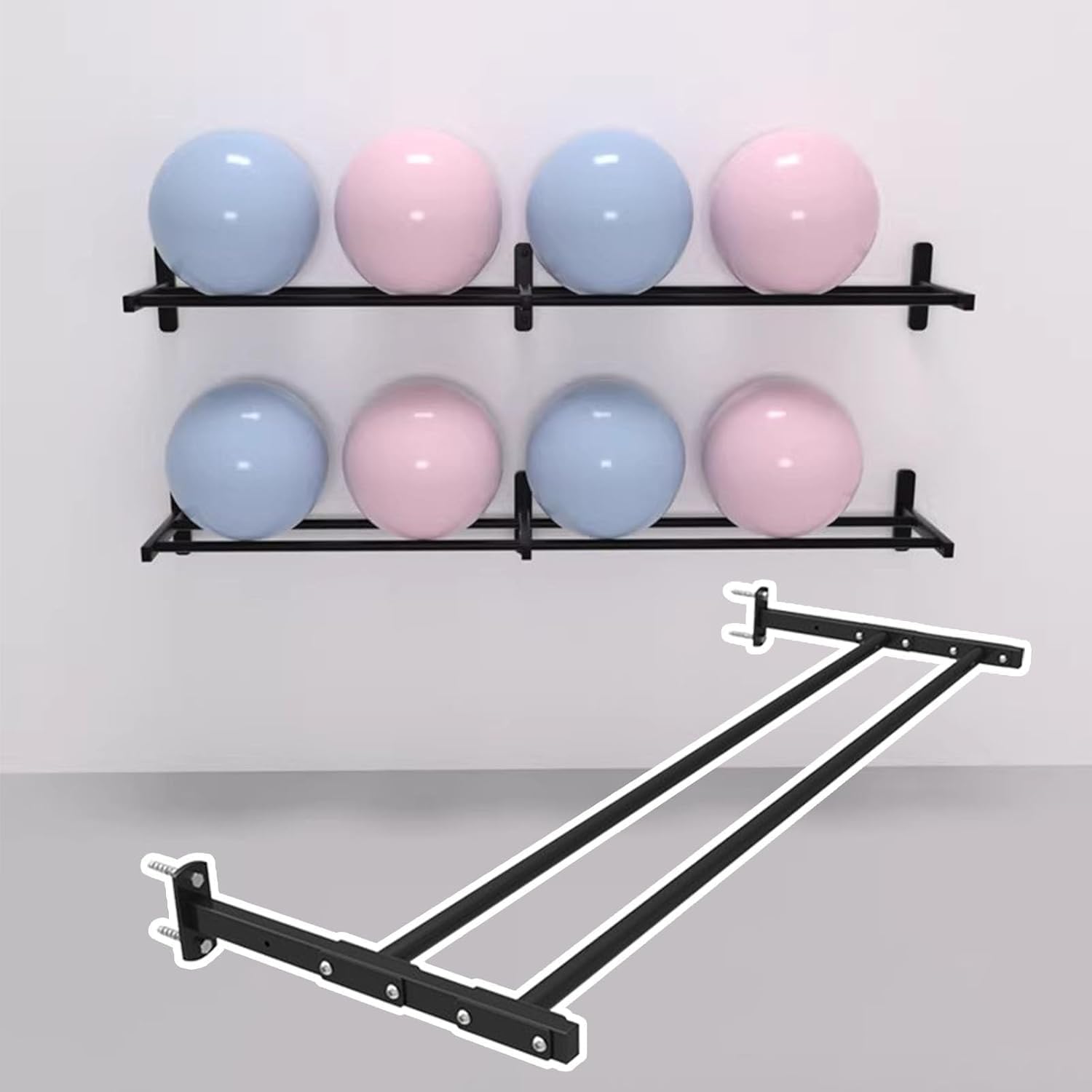 Support de ballon de yoga mural pour libérer l'espace au sol de votre salle de sport à la maison