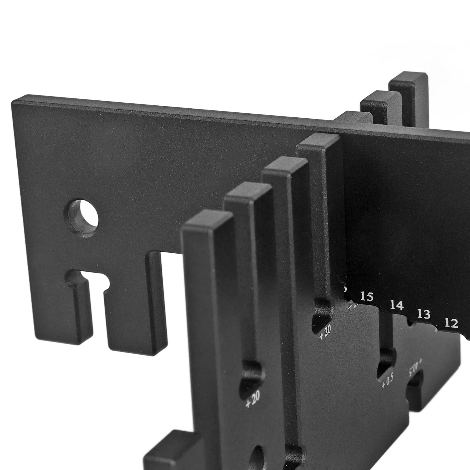 Medidor de altura de sierra circular eléctrica, herramienta de medición de altura industrial, escala tallada para medición precisa, medidor de aleación de aluminio con soportes (Métrico 16CM)