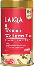 LAIQA Women’s Wellness Tea | Refreshing Peppermint Green Tea with Rose Petals & 8 Herbal Botanicals | Supports Menstrual Comfort, Healthy Skin & Hair, and Immunity | 60g