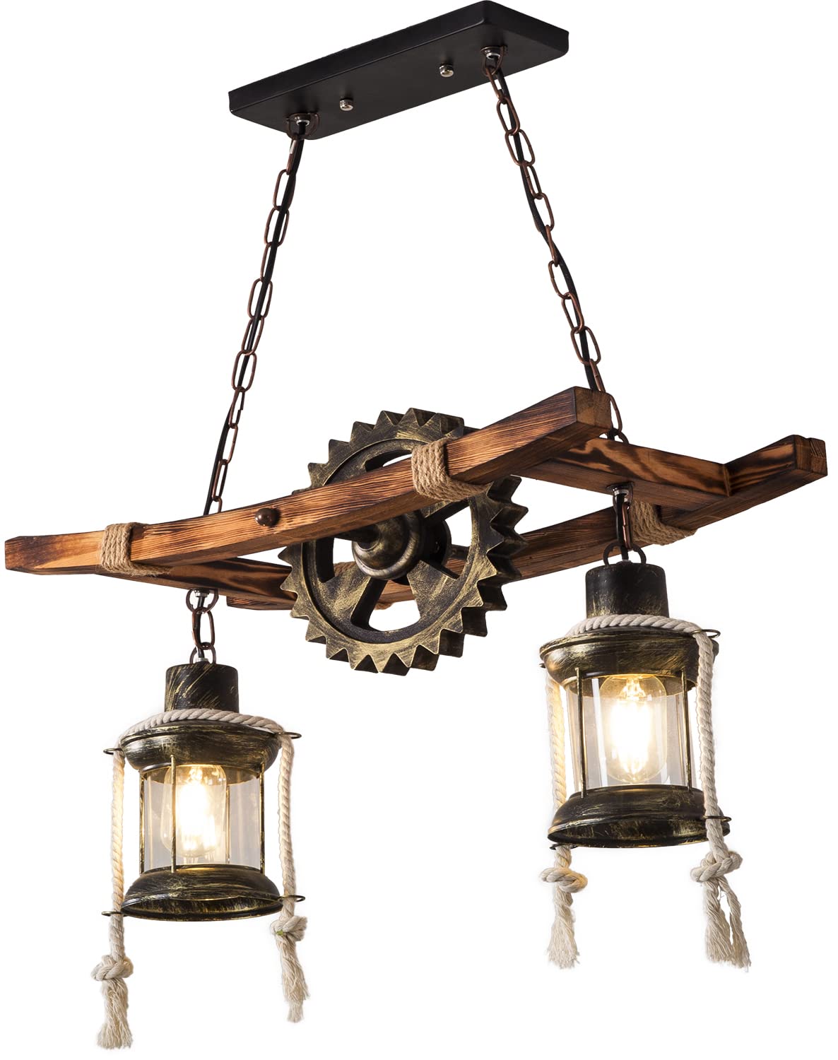 Pendelleuchte Holz deckenleuchte Vintage Retro Metal Hängelampe | Eiche Hängeleuchte Esszimmer pendellampe Rustikale Landhaus Leuchte Schlafzimmer kronleuchter Wohnzimmer Leuchte küchenlampe