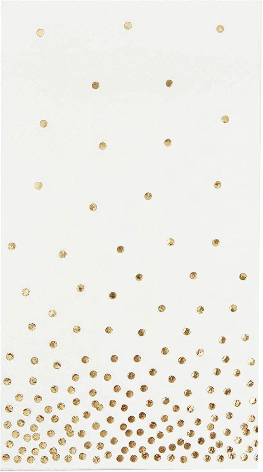 Gold Foil Polka Dot Confetti Paper Napkins for Christmas, Wedding, Birthday Party (4 x 8 In, 50 Pack) : Health & Household