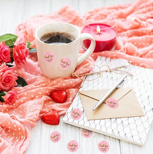 500Pcs Thank You Sticker Envelope Seal Scrapbook Sticker Pink Heart Cute Round Sticker Stationery Label Stickers #TOP2
