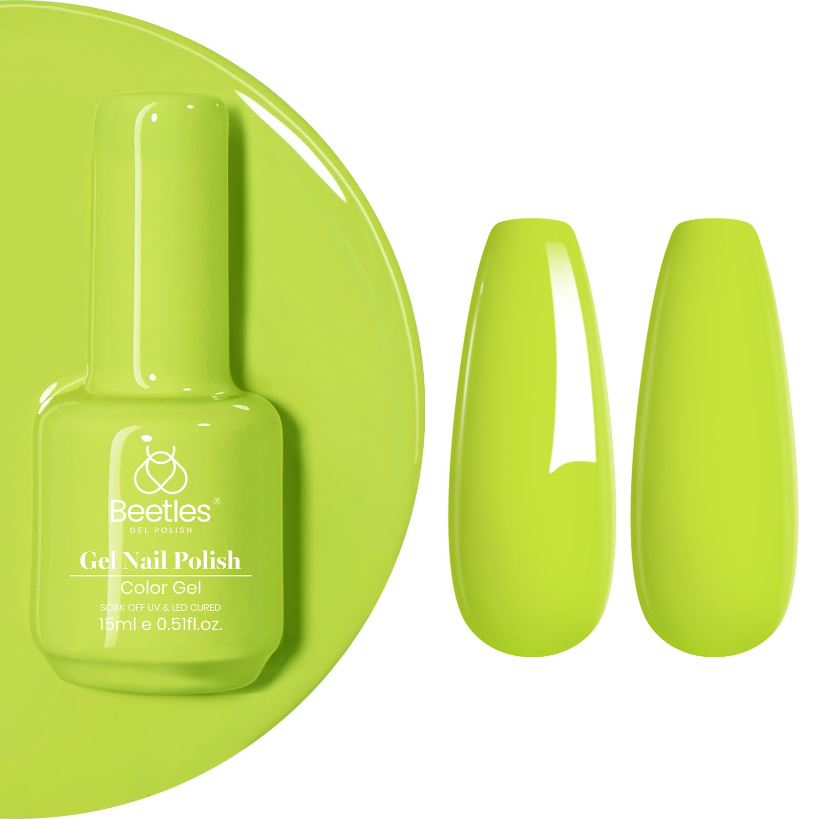 Beetles Gel Nail Polish Fresh Greenery 15ML/0.51Fl Oz | Vibrant Light Green Gel Polish for Manicure Salon - main product image