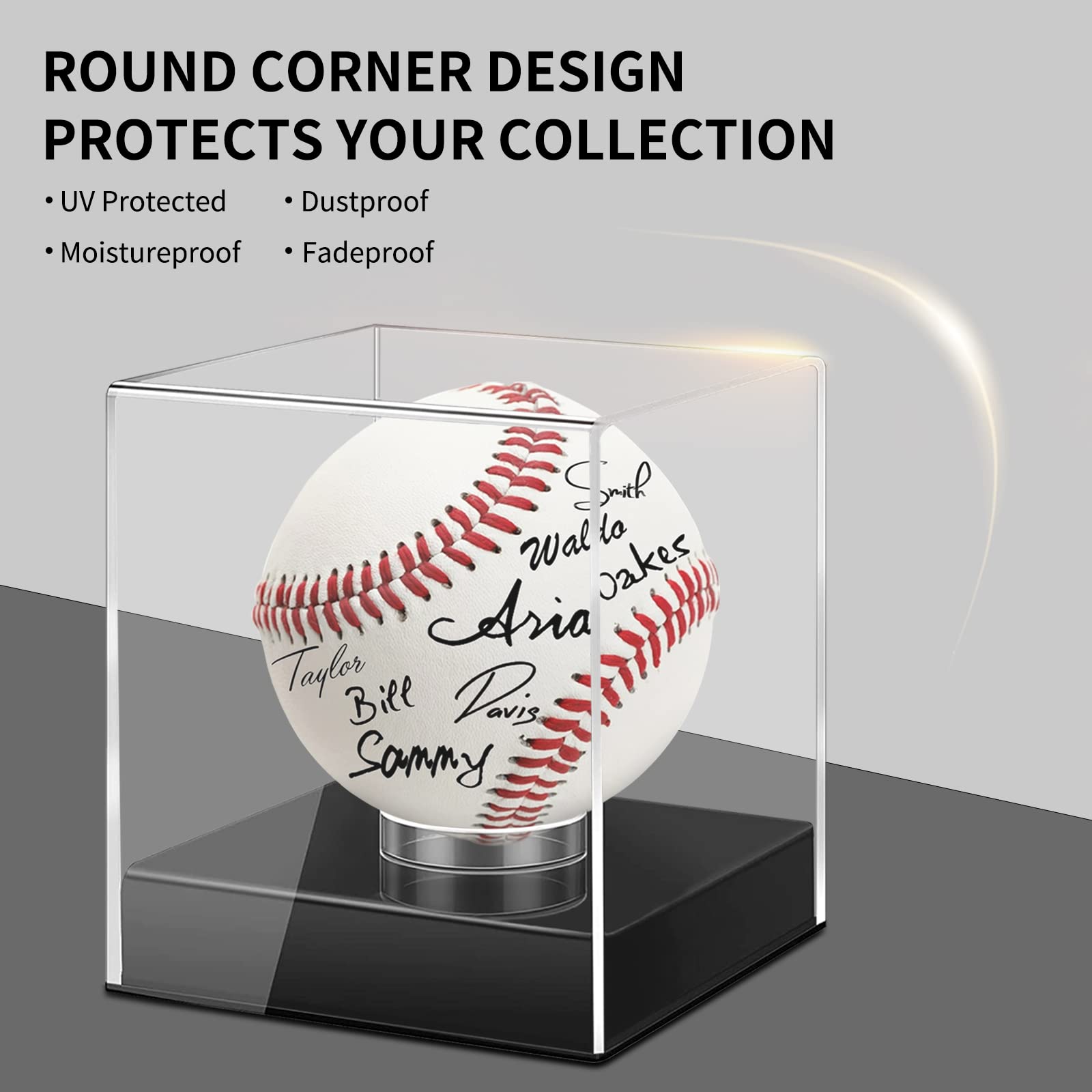 Vitrina de béisbol, Cubo acrílico con protección UV, Estuche Transparente para Recuerdos y Bolas autografiadas (1 Unidad)