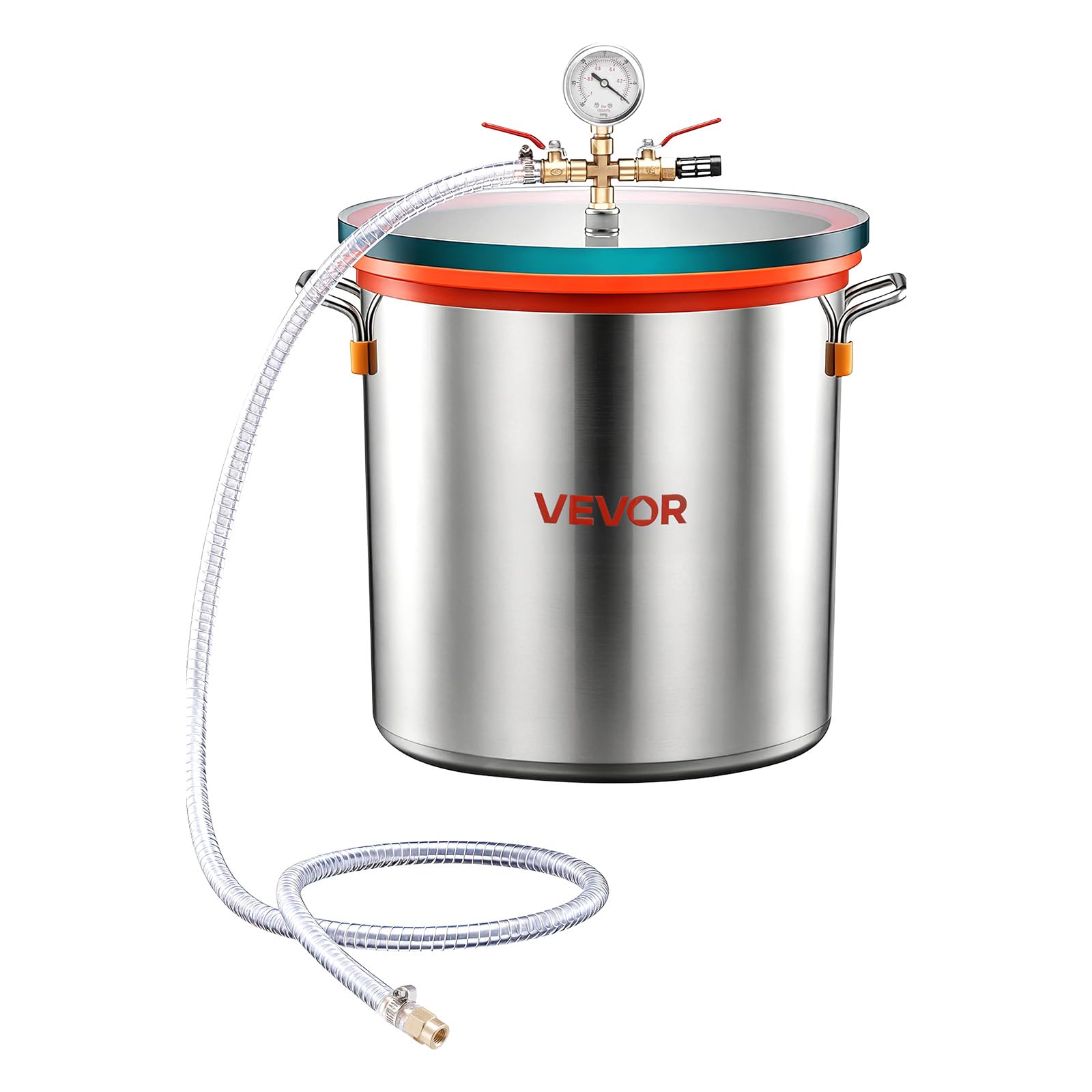 VEVOR Vakuumkammer 34,1 L aus Edelstahl, Vakuum-Entgasungskammer mit Gehärtetem Glasdeckel, Schlauch und Luftfilter, für Harzguss, Holzstabilisierung sowie Silikon, Epoxidharz und Ätherische Öle