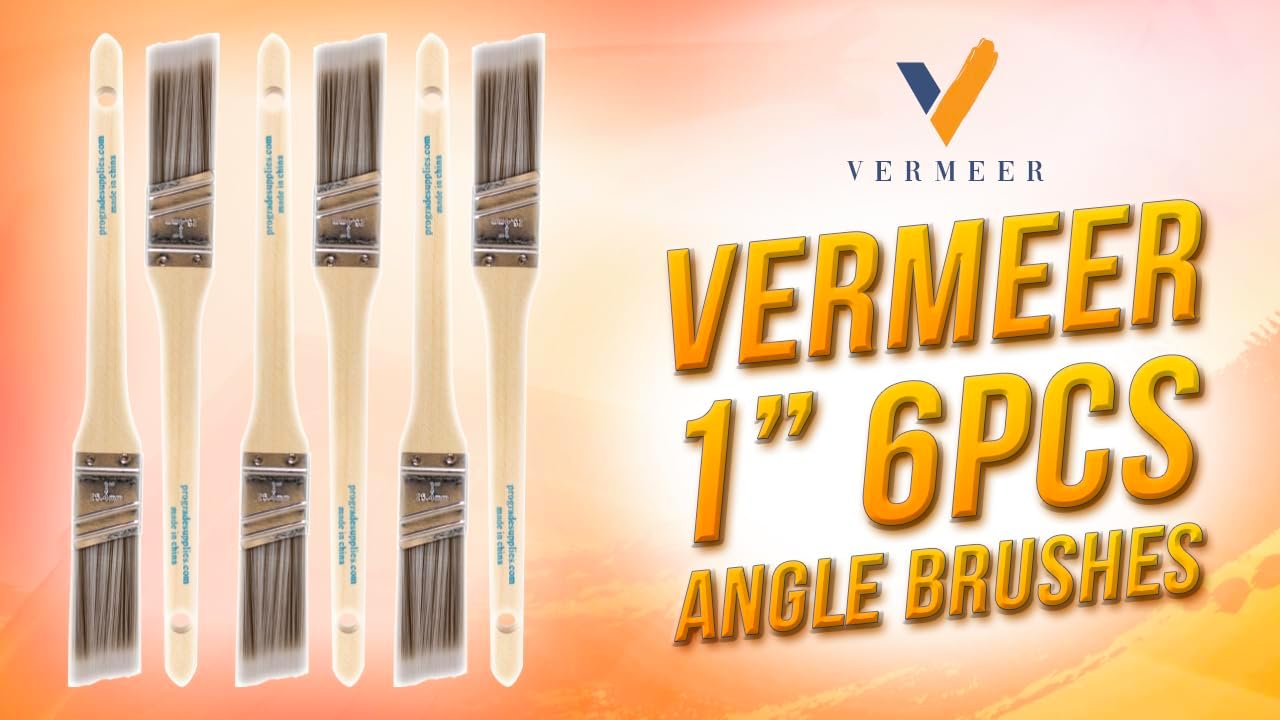 Vermeer Paint Brushes - 6-Pack - 1" Angle Sash Brushes for All Latex and Oil Paints & Stains - Home Improvement - Interior & Exterior Use