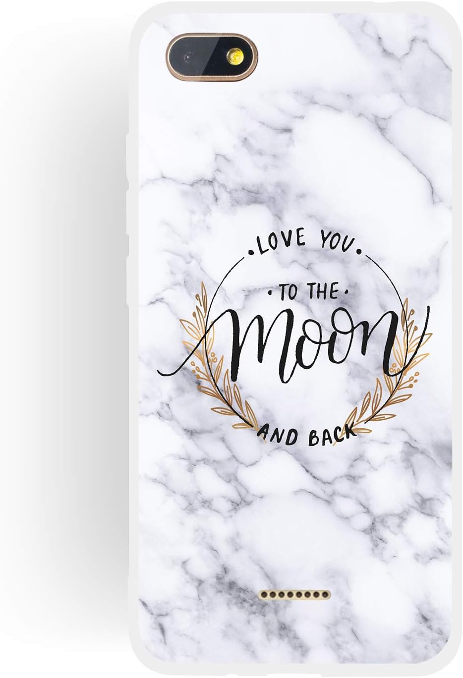 CUAgain Compatible with Xiaomi Redmi 6A Case Silicone Marble Cute Phrase Vintage Pattern Design Pretty Cover Ultra Thin Slim Protective Bumper Girly Girls Boys Men Women,Moon