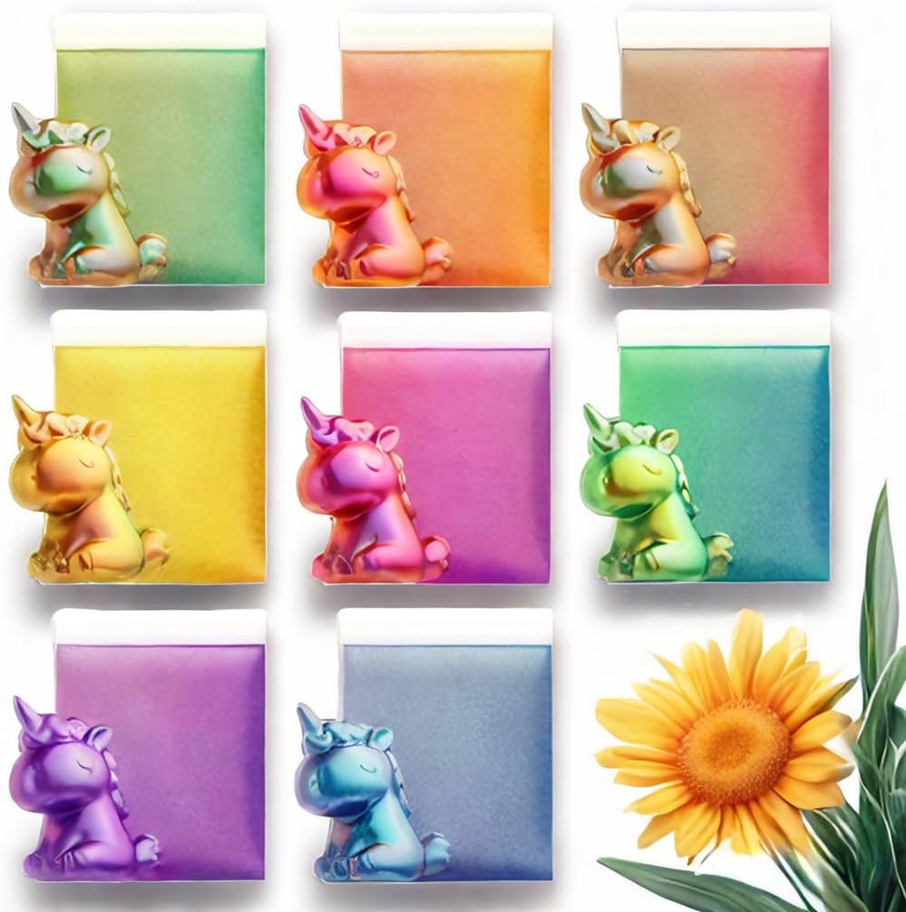 JANCHUN Chameleon Unicorn Chameleon Chalk Set, 12/8/4 Colour Chalks with Applicator and Skull Cup, Colour Changing Pigments (8)