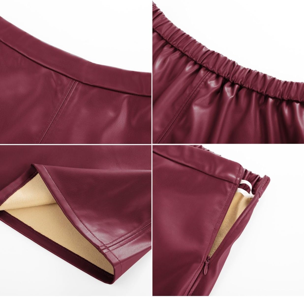 Kate Kasin 2025 Women's Faux Leather Skirts, High Waist A Line Skirt, Fall Winter Midi Skirt - Image 8