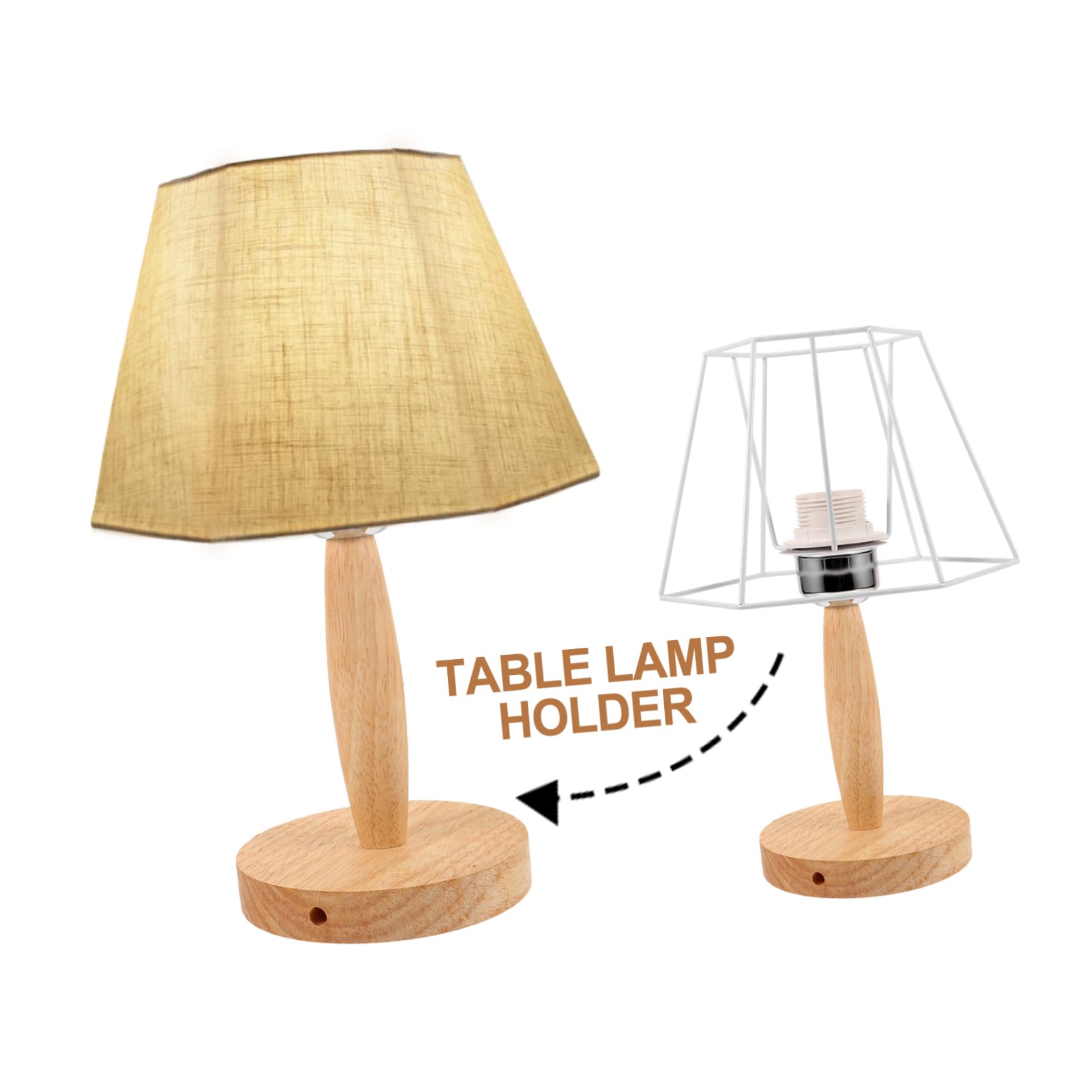 Lampada da Tavolo Fai da Te per Comodino, Base in Ferro e Legno, per Camera da Letto