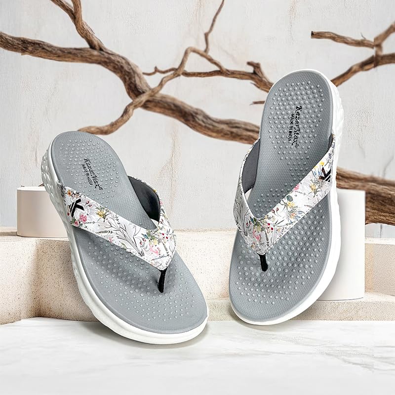 Image of KazarMax Women Slipper | Lightweight | Floral Print | Flip-Flop Daily Use | Casual wear | Thong Slippers