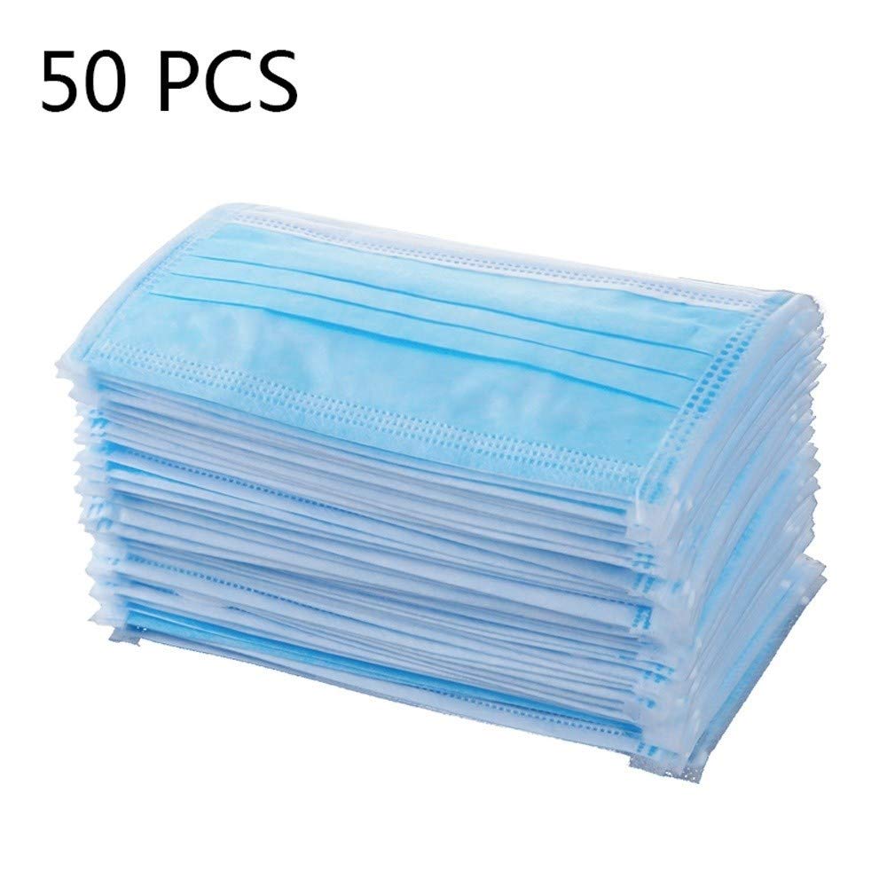 Fighrh 3-Layer Face Protection Disposable Mask Ffp3 Anti Virus Masks PM2.5 Germ Dust Medical Masks 10/20/30/50/100/150/200 PCS Coronavirus Antivirus Outdoor Mask Surgical Mask (Color : 50 PCS)