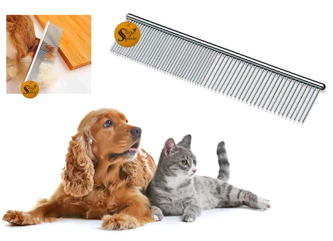 Sage Square Big Size Professional Rounded Teeth Stainless Steel Pet Hair Remover Enhanced Design Gentle Deshedding Brush for Dog and Cat with Long and Short Fur (B08B4KJ6DK) Amazon Price History, Amazon Price Tracker