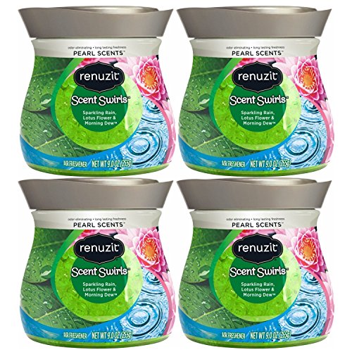 Renuzit Pearl Scents Air Freshener, Sparkling Rain, Lotus Flower & Morning Dew, 9 Ounces, Count of 4 (Packaging May Vary)